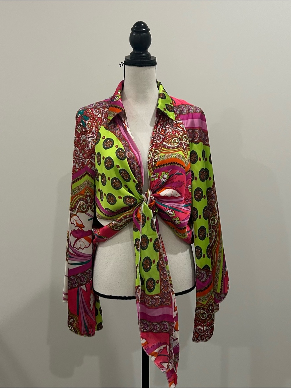 Shein Curve Tie Front Blouse